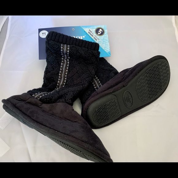 Isotoner Sweater Knit Tall Slipper Booties Boots - Picture 3 of 7